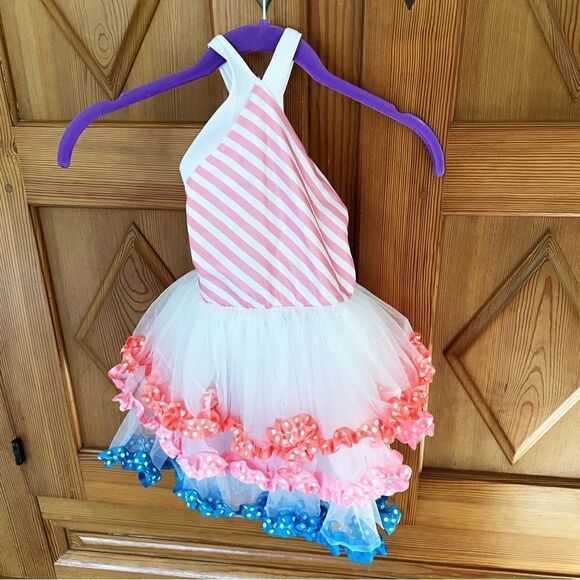 Curtain Call Polka Dot 50s Tutu Costume with Wand Little Girl Size 5 T - Picture 1 of 11